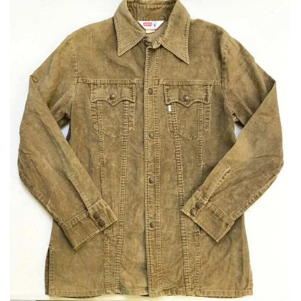 1970s Levi's Brown Corduroy Jacket Adult Medium Western Pocket Cut Yoke Vintage